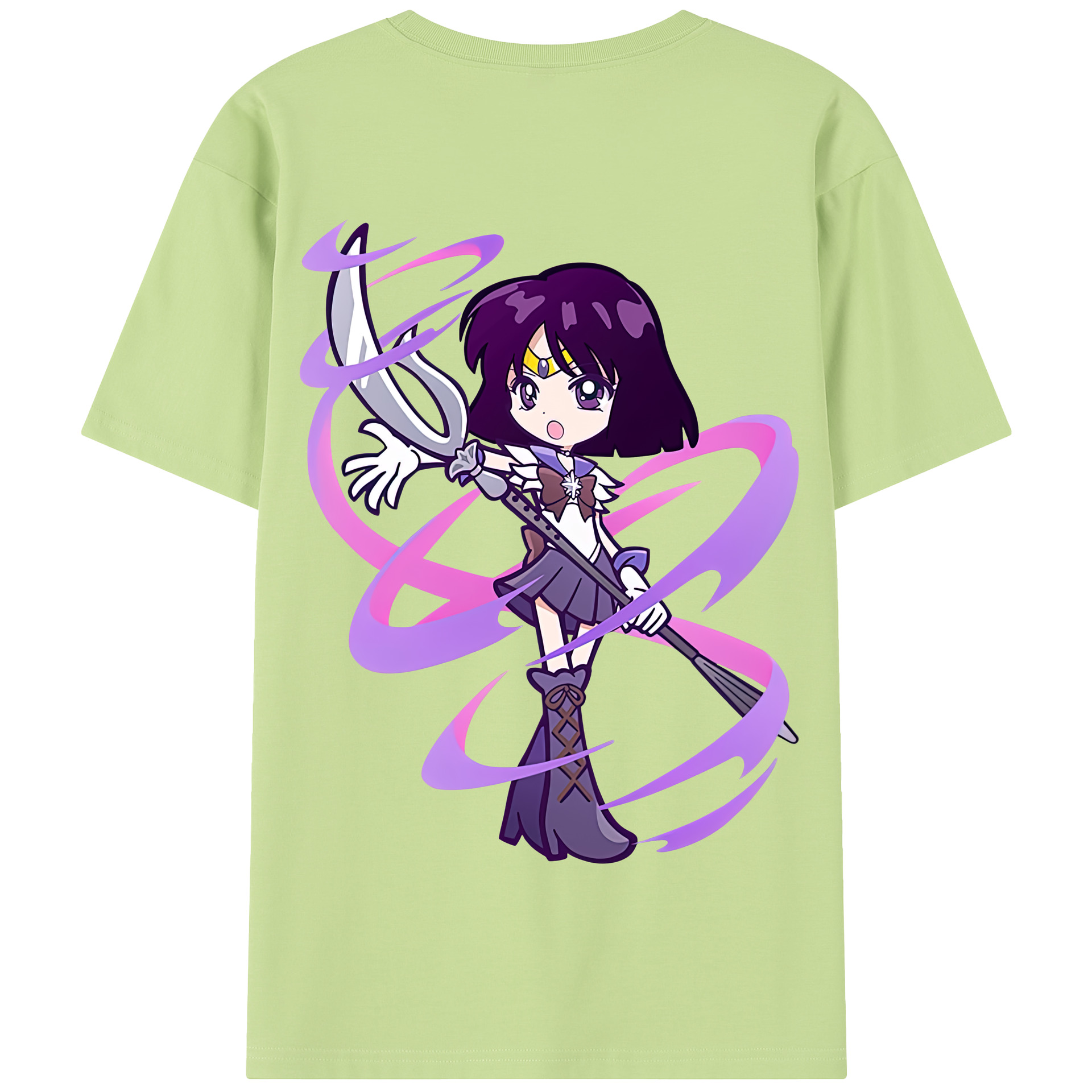 （画像用） 美少女戦士セーラームーン 土萠ほたる Sailor Moon Tomoe Hotaru （セーラーサターン；Sailor Saturn） 綿100％半袖Tシャツ（背面プリント）